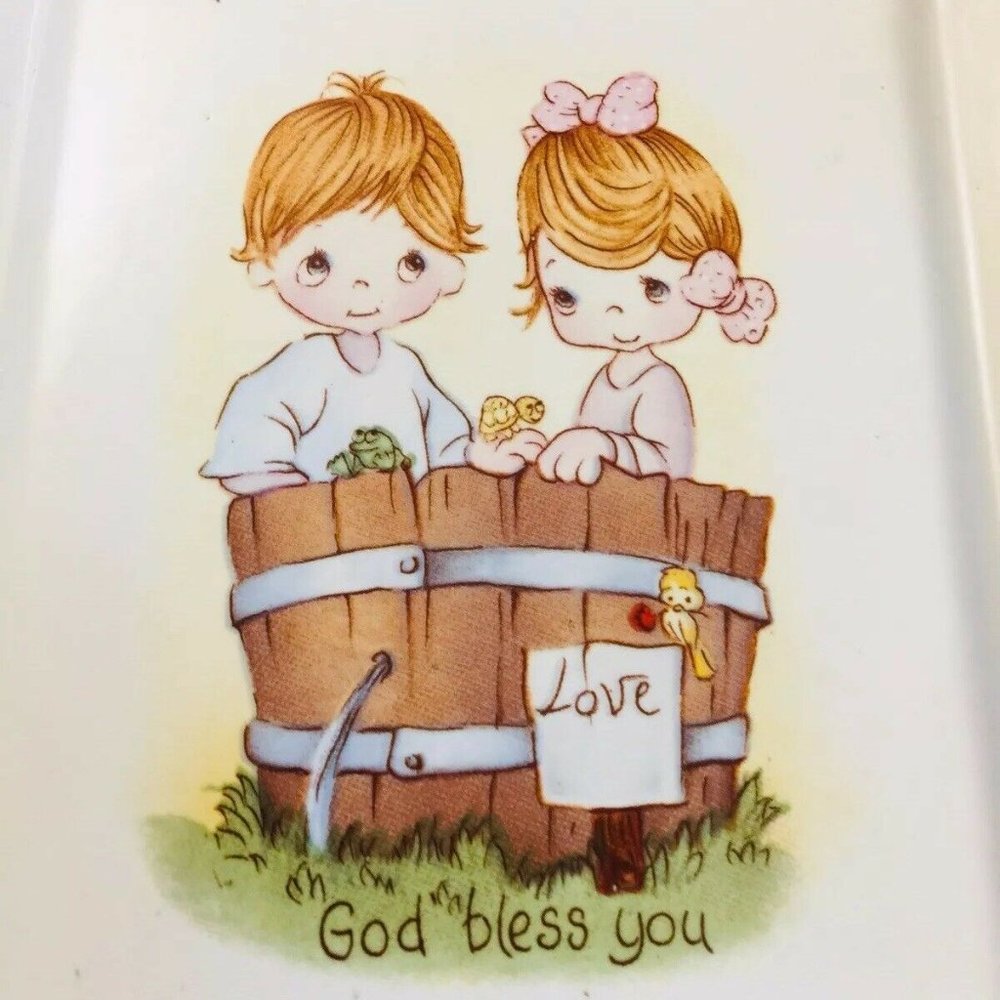 vtg 1980's Ceramic Children, Love, Friend Plaque 2 - Picture 7 of 8
